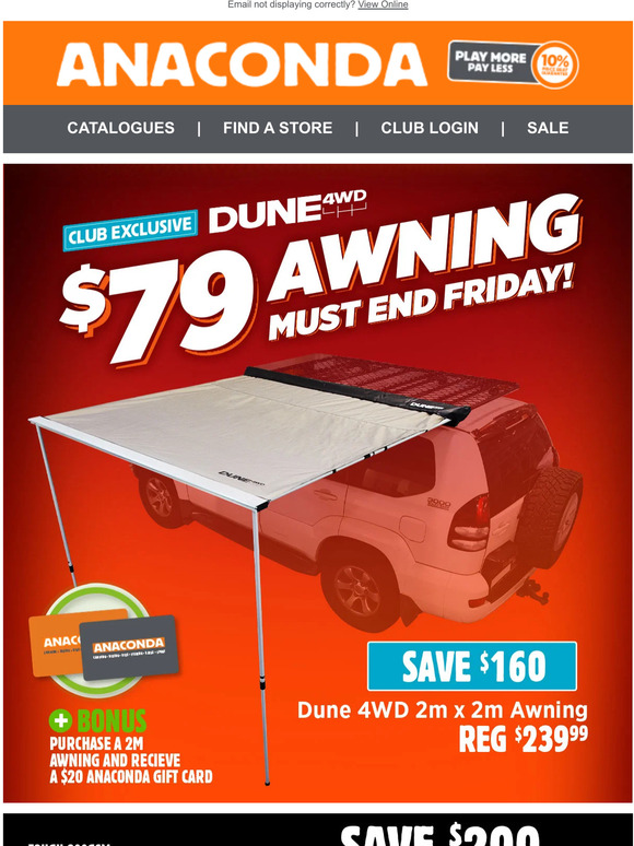 Anaconda HUGE SAVINGS on Camping and 4WD Gear MUST END FRIDAY Milled