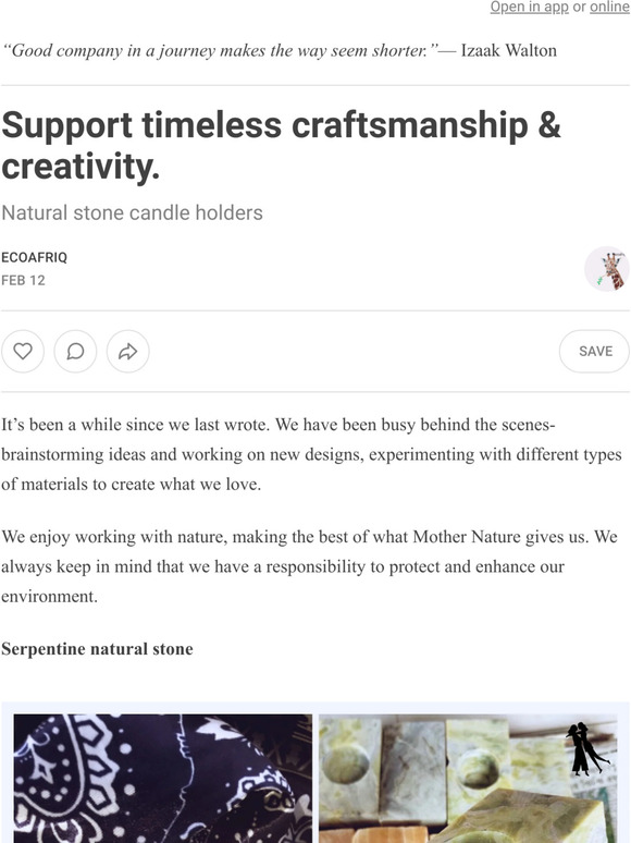 Support timeless craftsmanship & creativity.
