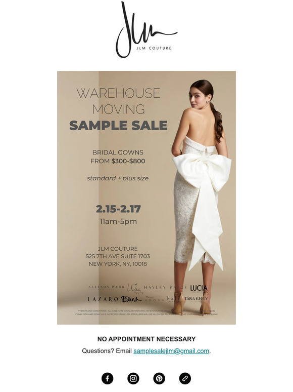 SAMPLE SALE EXTENDED 2/15-2/17