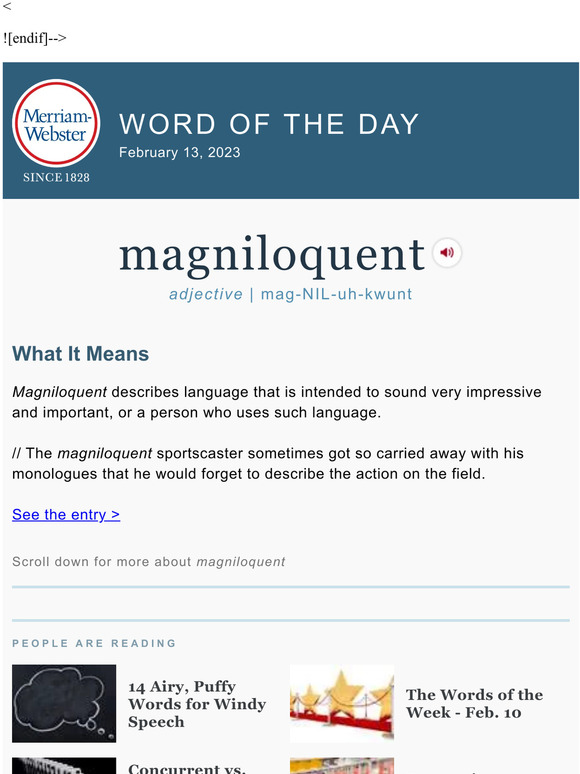 MerriamWebster Magniloquent plus, 14 Airy, Puffy Words for Windy
