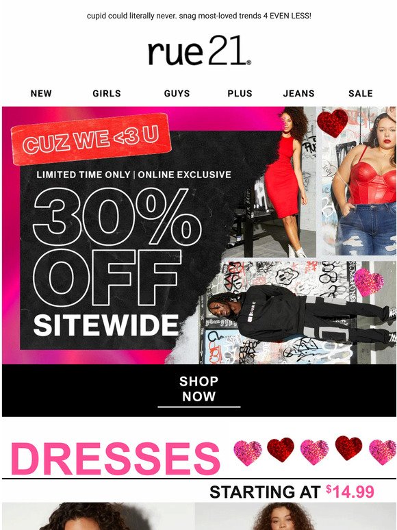 💘 here's 30% off our ENTIRE site.. xoxo