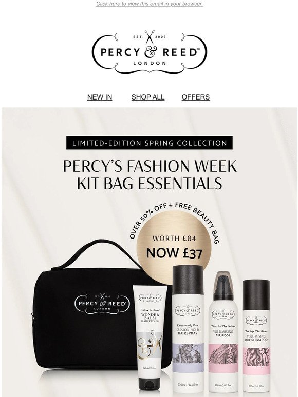 Over 50% off Spring Fashion Week Essentials, approved by Percy himself...
