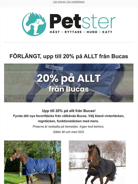 FÖRLÄNGT, Upp till 20% på ALLT från Bucas!