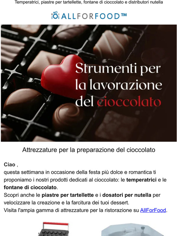Tutte le attrezzature AllForFood per il cioccolato