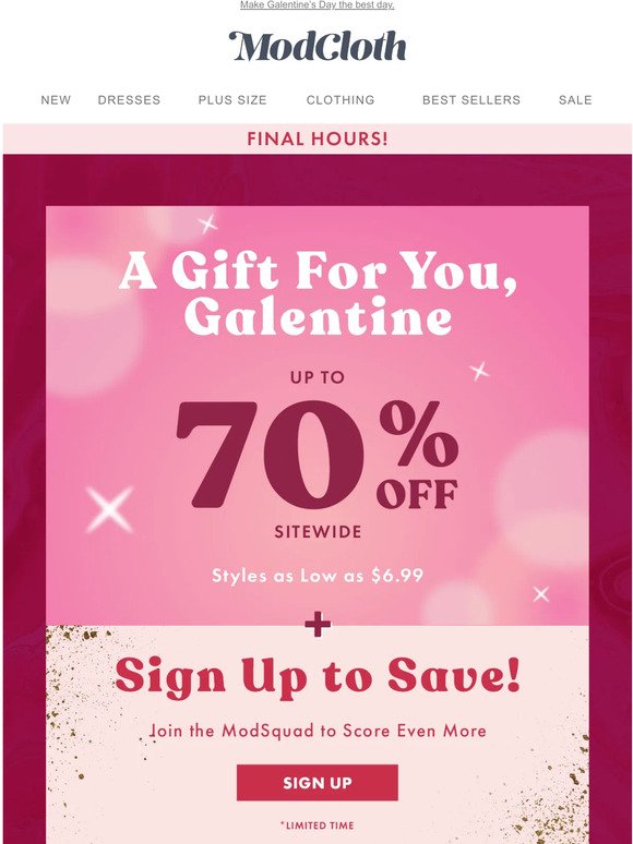 Final fling for up to 70% off!