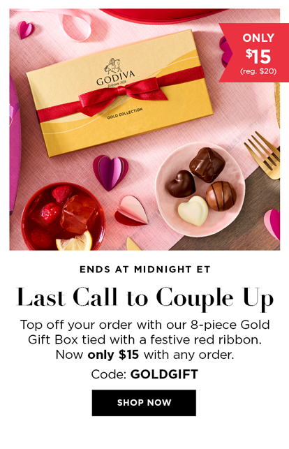 Order Add-On: Gold Gift Box, Red Ribbon, 8 pc, $15 at Checkout.