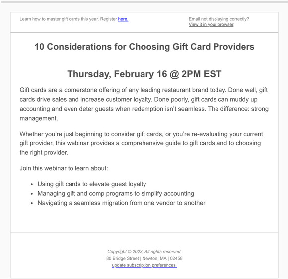 Webinar: 10 Considerations for Switching Gift Card Providers