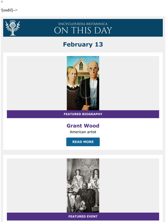 William and Mary crowned, Grant Wood is featured, and more from Britannica