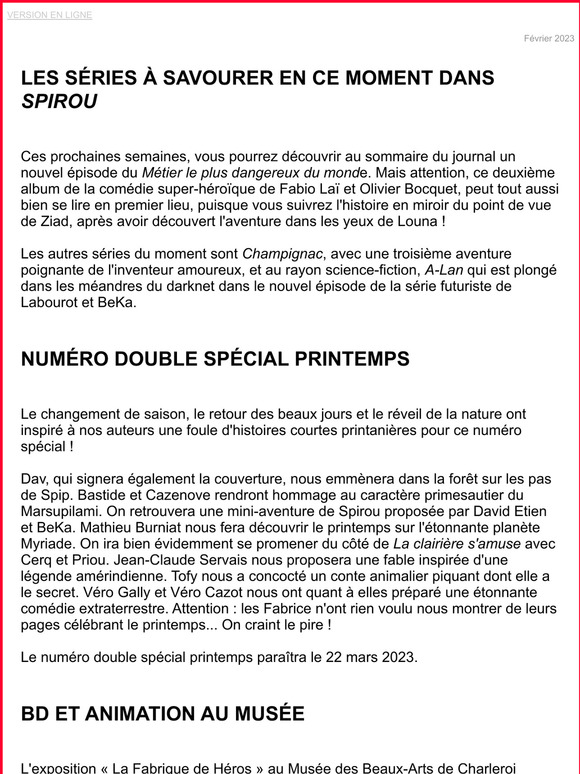 Ce qui vous attend dans le journal Spirou