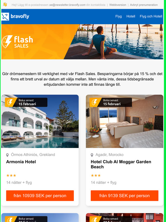 Res bort från endast 5032 SEK med vår Flash Sales