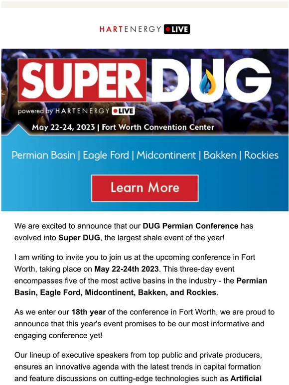 Hart Energy Don't Miss Out on SUPER DUG Fort Worth 2023! Milled