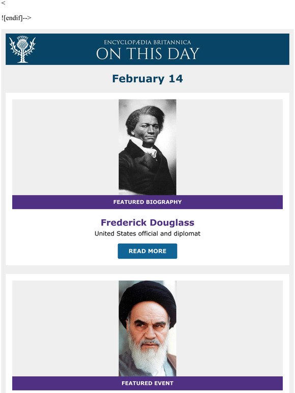 Fatwa issued against Salman Rushdie, Frederick Douglass is featured, and more from Britannica