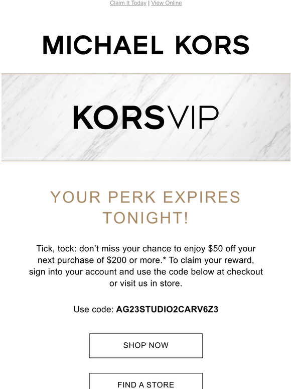 Michael Kors: Don't Forget To Use Your KORSVIP Reward! | Milled