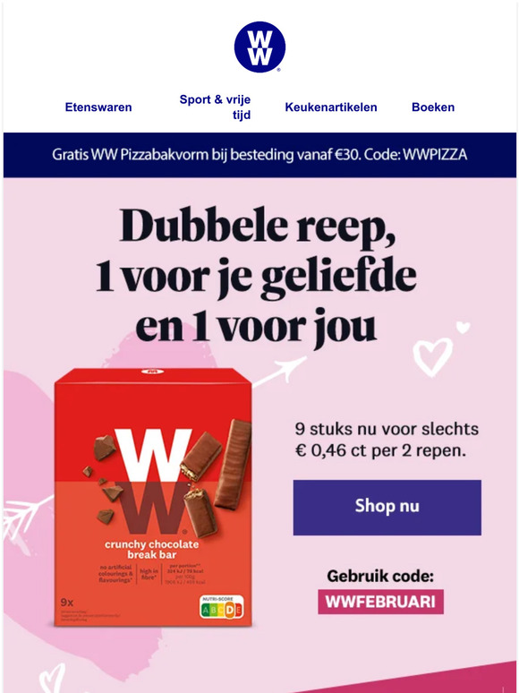💓VALENTIJN SALE💓 70% op WW kookboeken en 30% korting op snacks & keukentools 💓