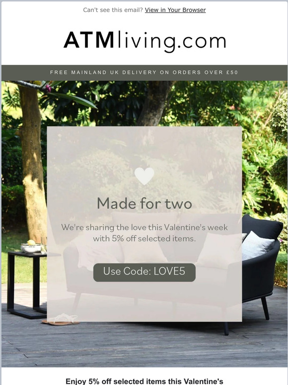 Be our Valentine with 5% off selected items 💘