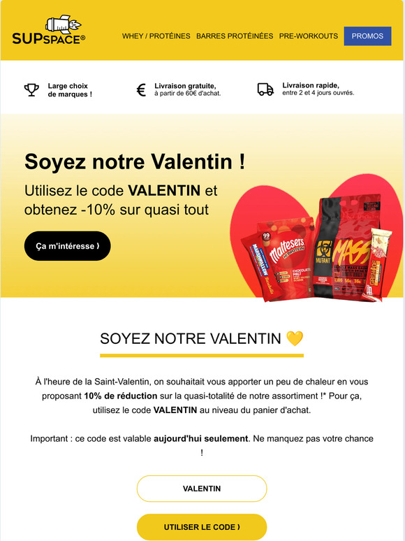 💛 Pour la Saint-Valentin : -10% sur la quasi-totalité !