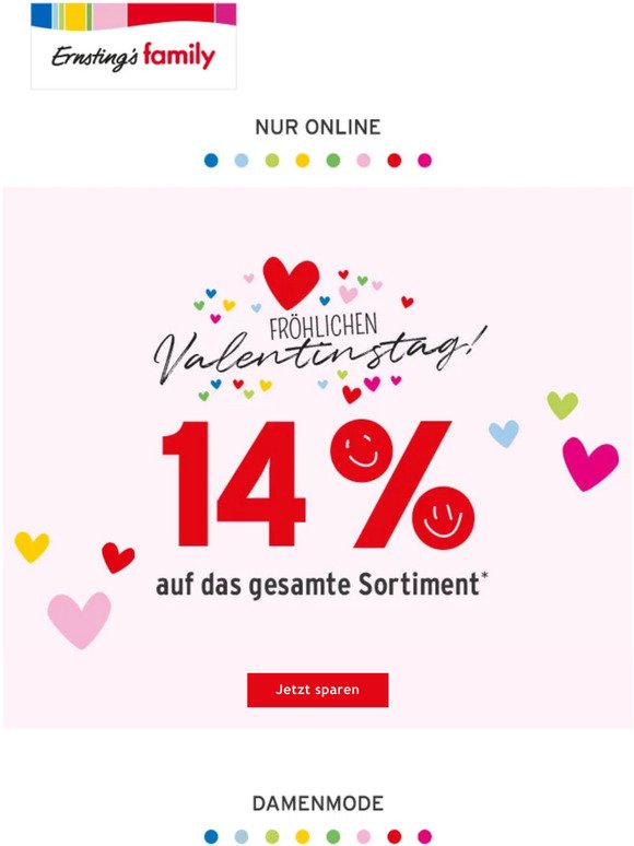 Nur heute 14% sparen - Fröhlichen Valentinstag ❤️