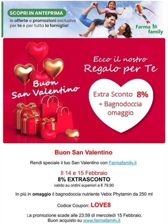 ❤️ San Valentino 8% EXTRASCONTO + omaggio esclusivo
