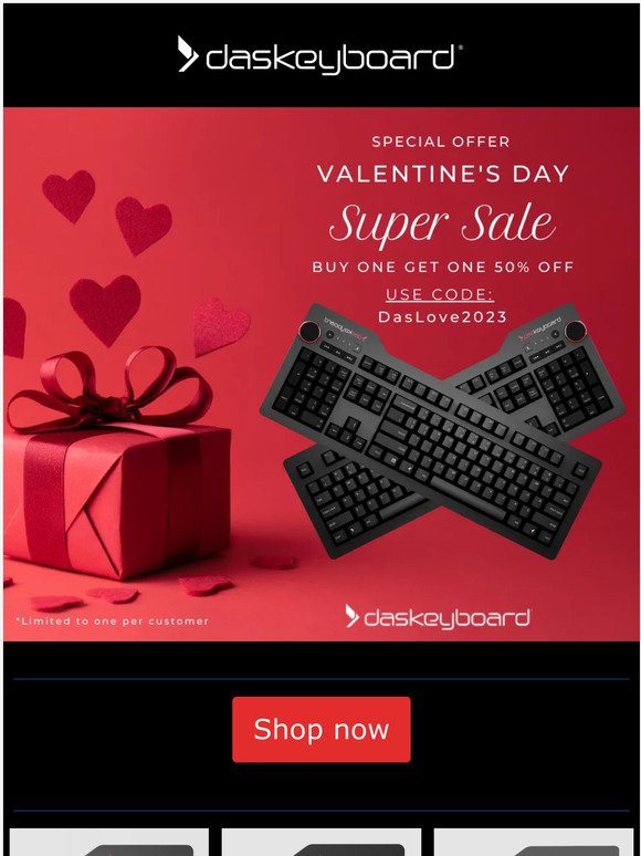 ♥️ Buy one keyboard, get one 50% off! Shop our Valentine's Day super sale going on now
