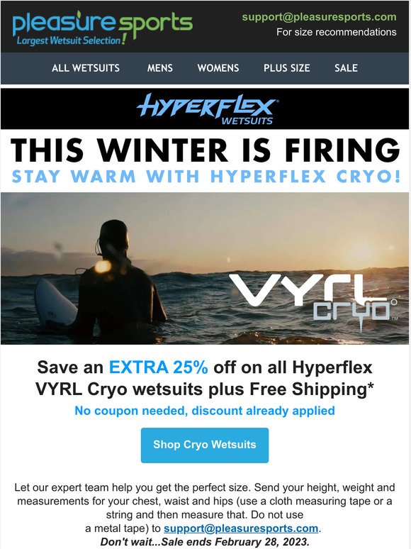 25% Off Hyperflex VYRL CRYO Wetsuits