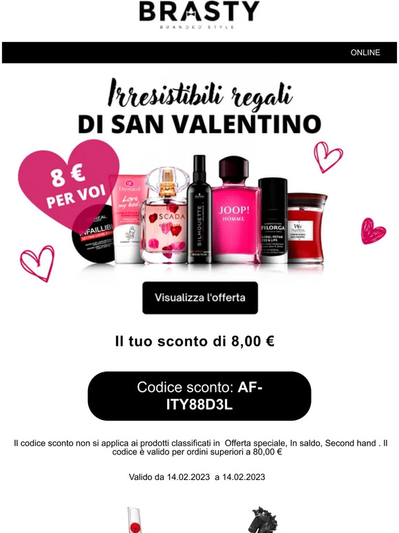 ❤️ SOLO PER TE❤️! Ricevi 8 € per festeggiare San Valentino! ❤️
