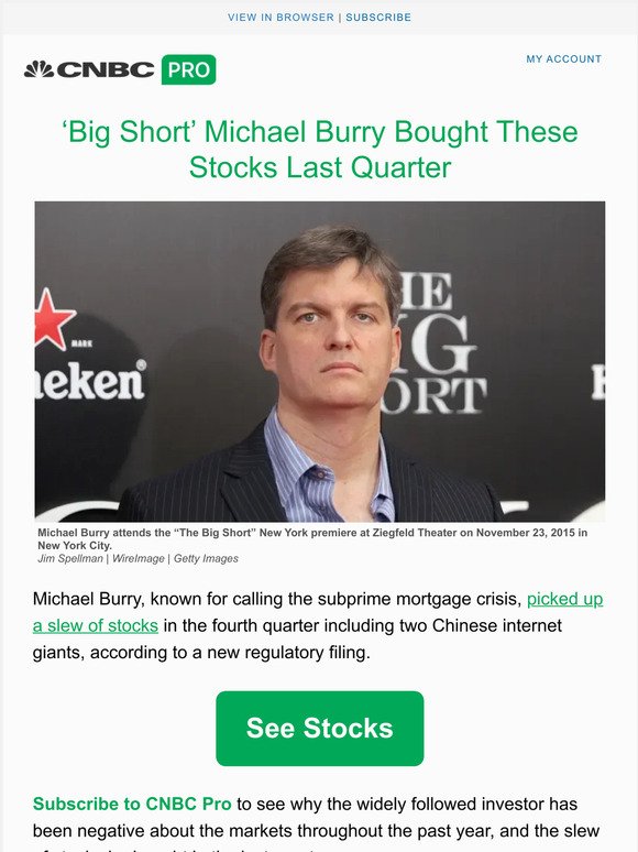 See the stocks ‘Big Short’ Michael Burry bought last quarter