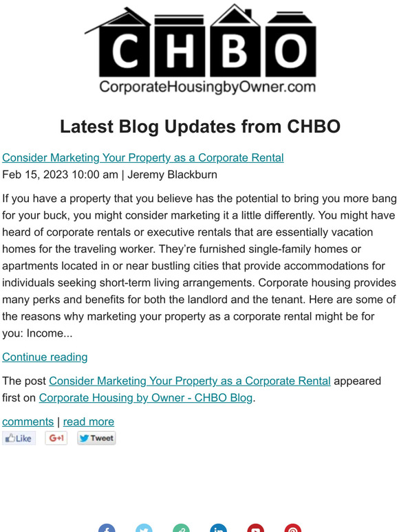 Corporate Housing by Owner - Latest Blog Updates