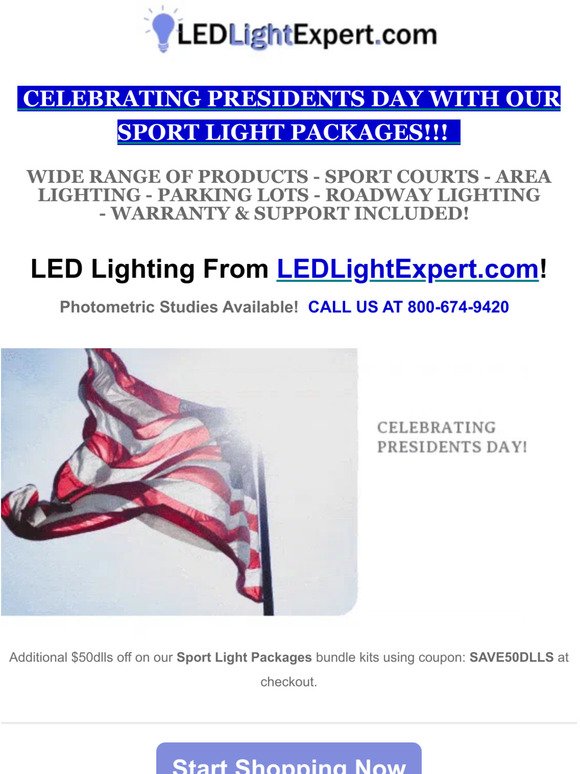 SPORT LIGHT PACKAGE DEALS WITH POLE! from LEDLightExpert.com