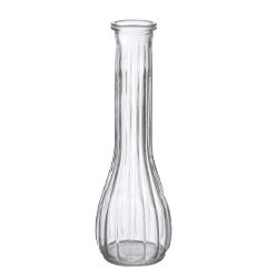 Clear Glass Ribbed Bud Vases, 8.5 in.