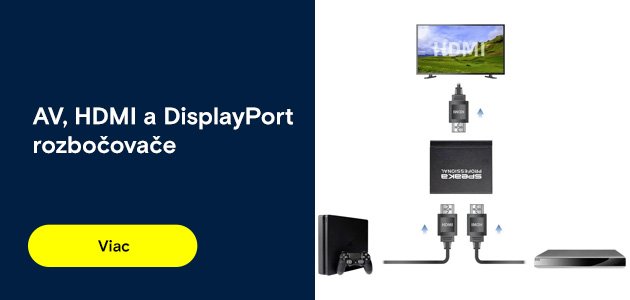 AV, HDMI a DisplayPort rozbočovače