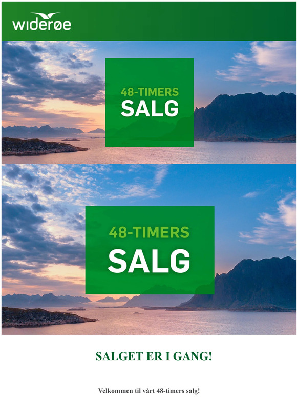 Starter nå: 48-timers salg! 🏁 ✈
