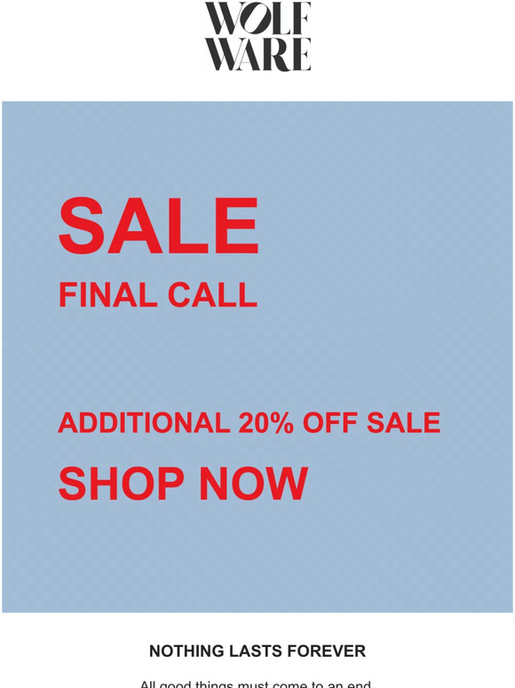 Last call! SALE ends soon