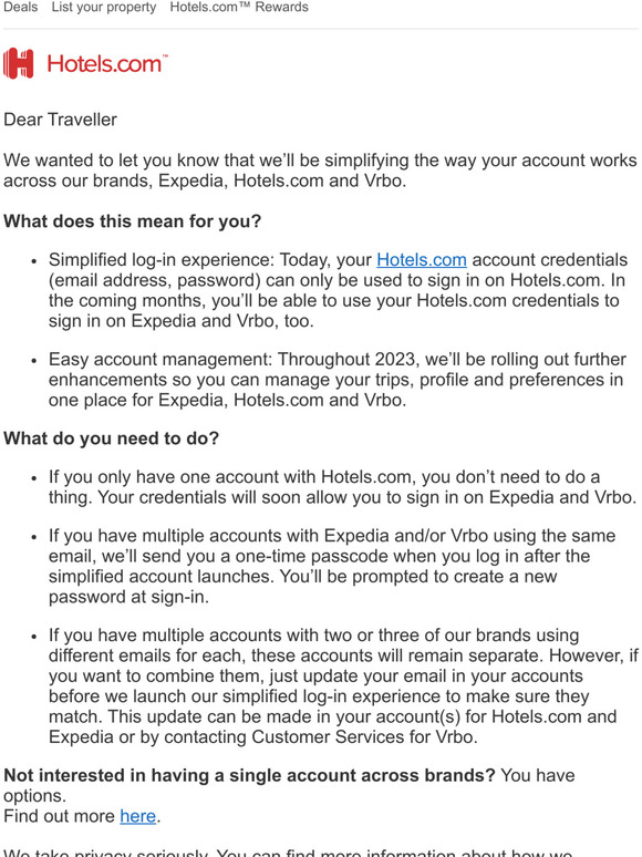 We’re making changes to your account