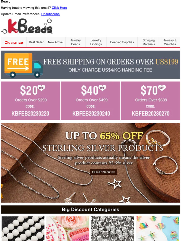 Clearance Sale! Up to 65% OFF Sterling Silver Products