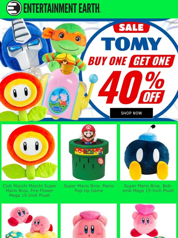 BOGO 40% Off Tomy Plush, Action Figures, Mini-Figures, and More