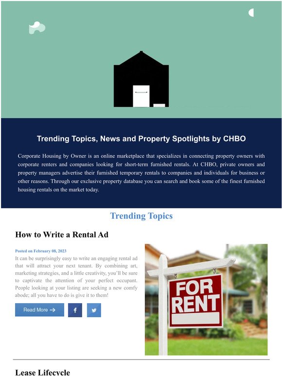 Corporate Housing by Owner Newsletter