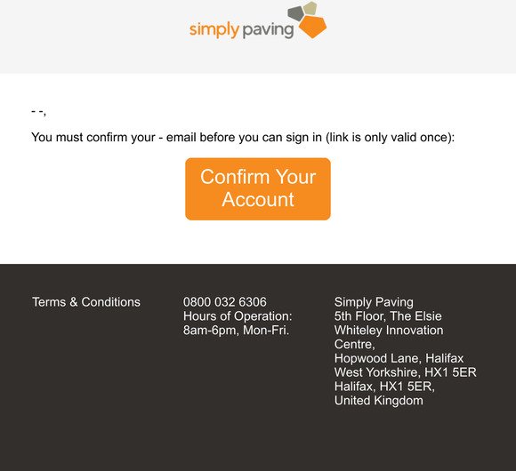 Please confirm your Simply Paving account