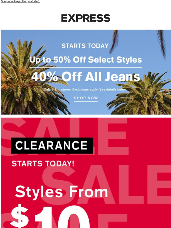 Express CLEARANCE SALE ️ Styles from 10 starts today Milled