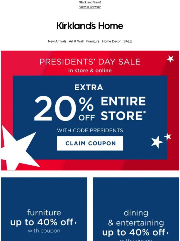 Presidents’ Day Sale is HERE – Extra 20% Off Entire Store with Coupon!