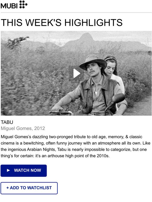 This week on MUBI: Watch Tabu
