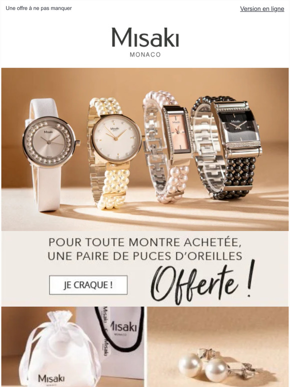 1 montre achetée = 1 paire de puces d'oreilles OFFERTE 😍