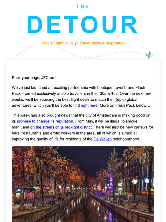 Jack's Flight Club One country for the rest of your life where would