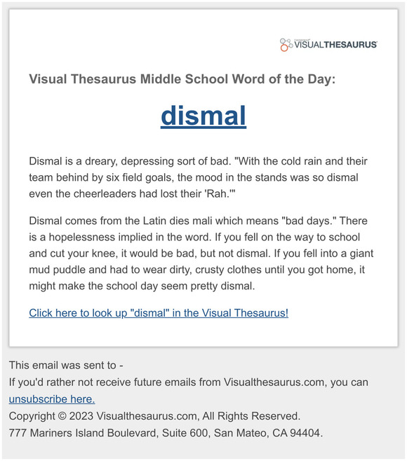 Visual Thesaurus Visual Thesaurus Middle School Word of the Day
