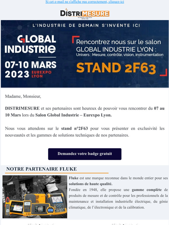 Distrimesure vous invite au salon Global Industrie Lyon 2023