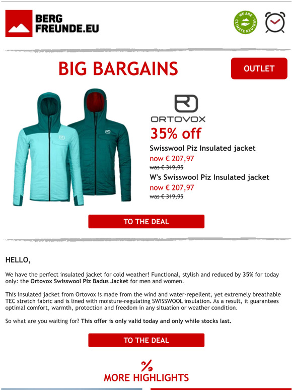 ⏰ Today only: 35% off Ortovox insulated jacket
