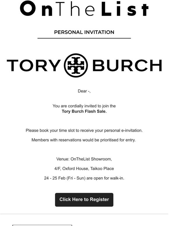 Tory Burch Flash Sale【Exclusive Invitation】