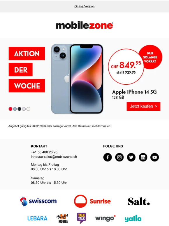 🔥 —, spare CHF 80.– auf das iPhone 14