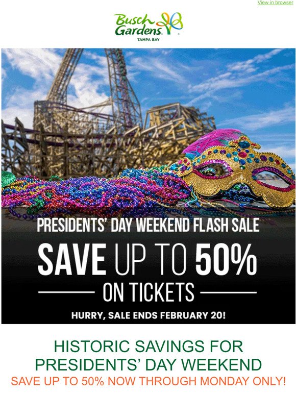 4-Day-Only Flash Sale: Save up to 50% on Tickets!