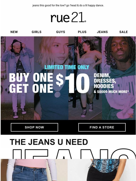 NEW denim drops 🤝 buy one, get one $10!
