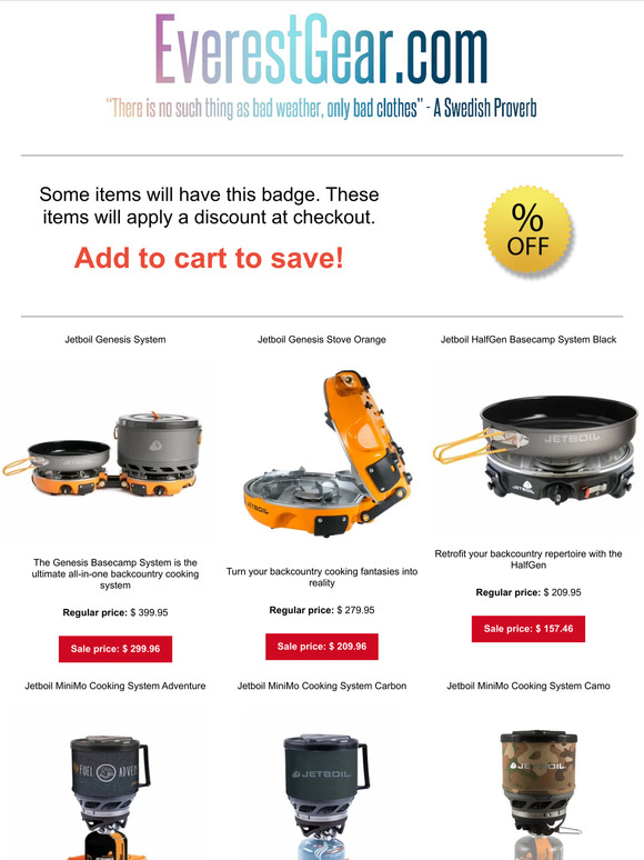 Huge Sale on Camping Gear, Boots, Bags, And Cookware